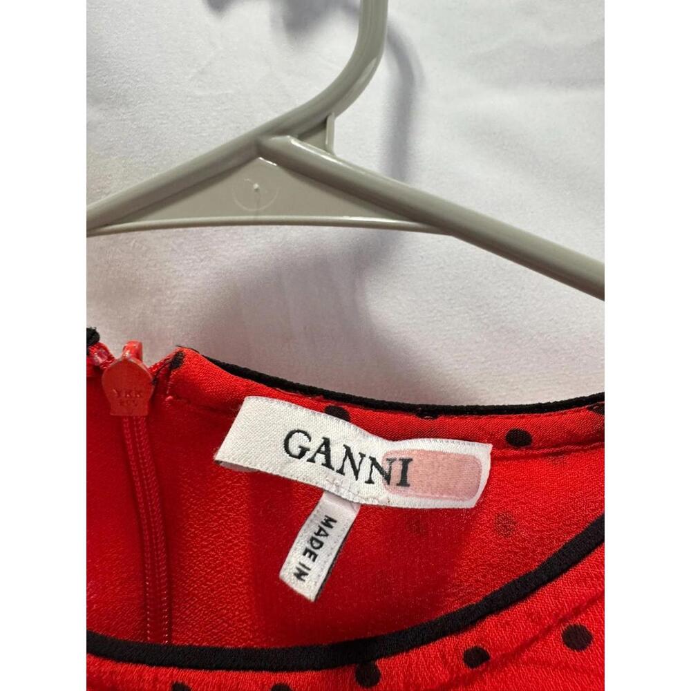 GANNI Red Satin Black Trim Top – Size 38 (Sheer/Thin Patch in Fabric) - Picture 5 of 9